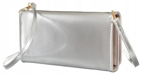 Elegancka mini torebka-kopertówka w srebrnym kolorze - Rovicky Elegancka mini torebka-kopertówka w srebrnym kolorze - Rovicky
