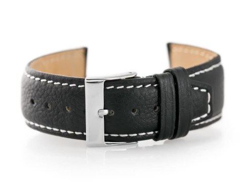 Pasek skórzany do zegarka W26 - PREMIUM - czarny/białe - 20mm Pasek skórzany do zegarka W26 - PREMIUM - czarny/białe - 20mm