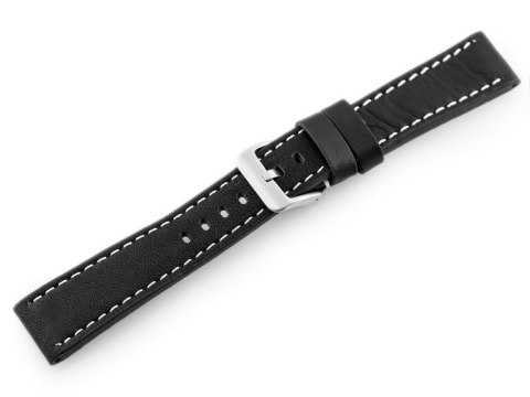 Pasek skórzany do zegarka W48 - PREMIUM - czarny/białe - 20mm Pasek skórzany do zegarka W48 - PREMIUM - czarny/białe - 20mm