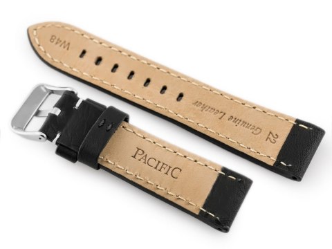 Pasek skórzany do zegarka W48 - PREMIUM - czarny/białe - 20mm Pasek skórzany do zegarka W48 - PREMIUM - czarny/białe - 20mm