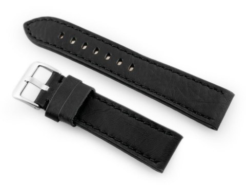 Pasek skórzany do zegarka W48 - PREMIUM - czarny/czarne - 22mm Pasek skórzany do zegarka W48 - PREMIUM - czarny/czarne - 22mm