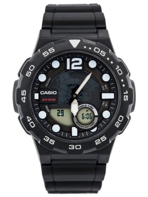 ZEGAREK MĘSKI CASIO AEQ-100W 1AV (zd070a) - WORLD TIME + BOX ZEGAREK MĘSKI CASIO AEQ-100W 1AV (zd070a) - WORLD TIME + BOX