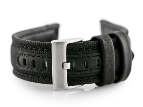 Pasek skórzany do zegarka W34 - PREMIUM - czarny/czarne - 22mm Pasek skórzany do zegarka W34 - PREMIUM - czarny/czarne - 22mm