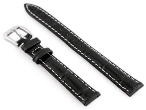 Pasek skórzany do zegarka W64 - czarny/biały 12mm Pasek skórzany do zegarka W64 - czarny/biały 12mm
