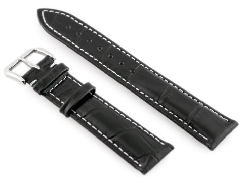 Pasek skórzany do zegarka W64 - czarny/biały 18mm Pasek skórzany do zegarka W64 - czarny/biały 18mm