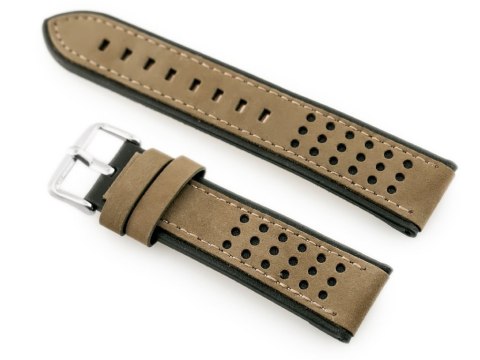 Pasek skórzany do zegarka W80 beżowy/czarny - 24mm Pasek skórzany do zegarka W80 beżowy/czarny - 24mm
