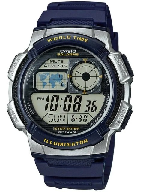 ZEGAREK MĘSKI CASIO AE-1000W 2AV (zd073e) - WORLD TIME + BOX ZEGAREK MĘSKI CASIO AE-1000W 2AV (zd073e) - WORLD TIME + BOX
