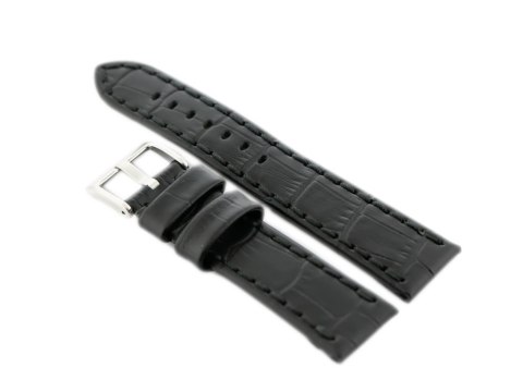 Pasek skórzany do zegarka W49 - czarny - 24mm Pasek skórzany do zegarka W49 - czarny - 24mm