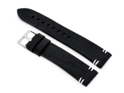 Pasek skórzany do zegarka W110 - czarny/białe - 22mm Pasek skórzany do zegarka W110 - czarny/białe - 22mm