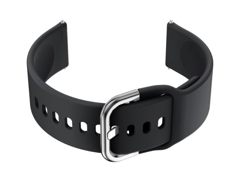 Pasek gumowy do smartwatch U01 - czarny/srebrny - 20mm Pasek gumowy do smartwatch U01 - czarny/srebrny - 20mm