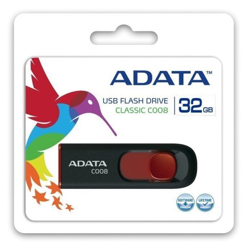ADATA | C008 | 32 GB | USB 2.0 | Czarny/Czerwony ADATA | C008 | 32 GB | USB 2.0 | Czarny/Czerwony