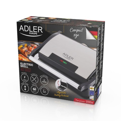 Adler | AD 3052 | Grill elektryczny | Stołowy | 1200 W | Stal nierdzewna Adler | AD 3052 | Grill elektryczny | Stołowy | 1200 W | Stal nierdzewna