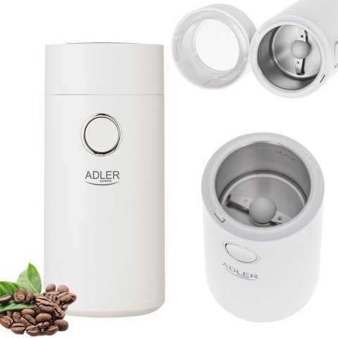 Adler | AD4446wg | Młynek do kawy | 150 W | Pojemność ziaren kawy 75 g | Wyłącznik bezpieczeństwa pokrywy | Liczba filiżanek szt Adler | AD4446wg | Młynek do kawy | 150 W | Pojemność ziaren kawy 75 g | Wyłącznik bezpieczeństwa pokrywy | Liczba filiżanek szt