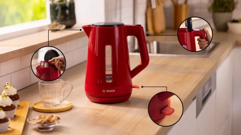Bosch Kettle | TWK1M124 | Electric | 2400 W | 1.7 L | Plastic | 360° rotational base | Red Bosch Kettle | TWK1M124 | Electric | 2400 W | 1.7 L | Plastic | 360° rotational base | Red
