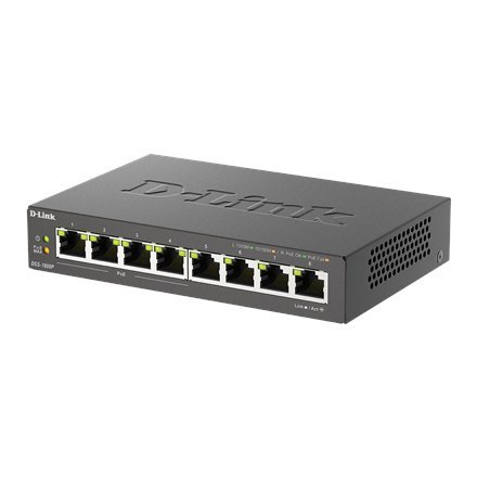 D-Link | 8-portowy przełącznik Gigabit PoE (4xPoE) | DGS-1008P | Niezarządzany | Desktop | Typ zasilania Zewnętrzny D-Link | 8-portowy przełącznik Gigabit PoE (4xPoE) | DGS-1008P | Niezarządzany | Desktop | Typ zasilania Zewnętrzny