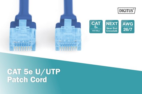 Digitus | CAT 5e | Kabel krosowy | Skrętka nieekranowana (UTP) | Męski | RJ-45 | Męski | RJ-45 | Niebieski | 0,5 m Digitus | CAT 5e | Kabel krosowy | Skrętka nieekranowana (UTP) | Męski | RJ-45 | Męski | RJ-45 | Niebieski | 0,5 m