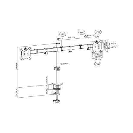 Digitus | Desk Mount | Swivel, Height adjustment | 15-32 " | Internal memory GB | SSD GB | Keyboard language | Maximum weight (c Digitus | Desk Mount | Swivel, Height adjustment | 15-32 " | Internal memory GB | SSD GB | Keyboard language | Maximum weight (c