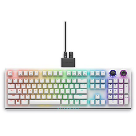 Klawiatura do gier Dell Alienware Tri-Mode AW920K bezprzewodowa z podświetleniem RGB LED, US, Lunar Light, Bluetooth, klawiatura Klawiatura do gier Dell Alienware Tri-Mode AW920K bezprzewodowa z podświetleniem RGB LED, US, Lunar Light, Bluetooth, klawiatura