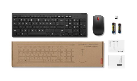 Lenovo Essential Wireless Combo Keyboard & Mouse Gen2 | Keyboard and Mouse Set | 2.4 Ghz | Russian/Cyrillic | Black Lenovo Essential Wireless Combo Keyboard & Mouse Gen2 | Keyboard and Mouse Set | 2.4 Ghz | Russian/Cyrillic | Black
