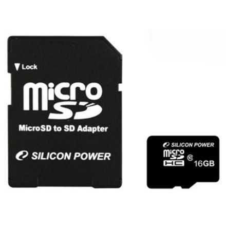 Pamięć Flash Silicon Power | 16 GB | MicroSDHC | Klasa 10 | Z adapterem SD | Gwarancja 60 dni Pamięć Flash Silicon Power | 16 GB | MicroSDHC | Klasa 10 | Z adapterem SD | Gwarancja 60 dni