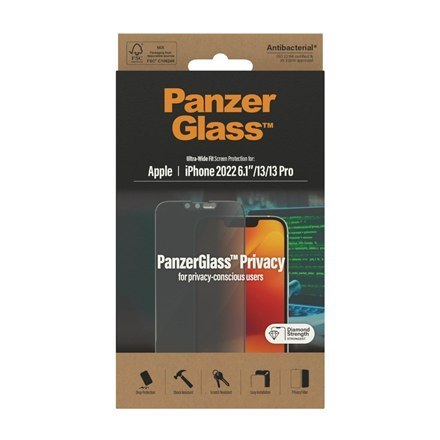 PanzerGlass | Ochraniacz ekranu - szkło - z filtrem prywatności | Apple iPhone 13, 13 Pro, 14 | Czarny | Przezroczysty PanzerGlass | Ochraniacz ekranu - szkło - z filtrem prywatności | Apple iPhone 13, 13 Pro, 14 | Czarny | Przezroczysty