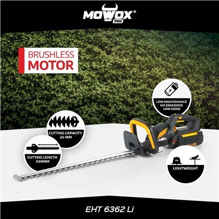 Ręczne akumulatorowe nożyce do żywopłotu MoWox | 62V Excel Series z obrotowym uchwytem EHT 6362 Li Cordless Ręczne akumulatorowe nożyce do żywopłotu MoWox | 62V Excel Series z obrotowym uchwytem EHT 6362 Li Cordless