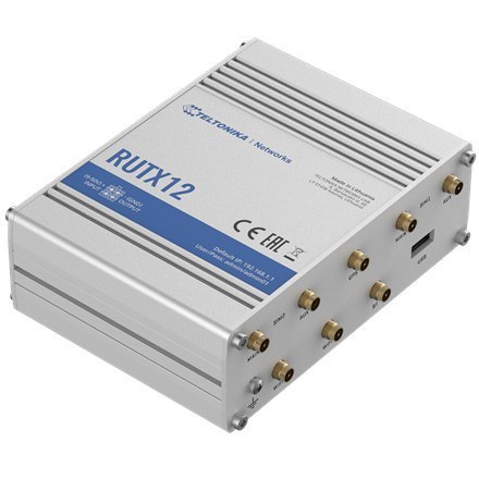 Router Dual LTE Cat 6 | RUTX12 | 802.11ac | 867 Mbit/s | 10/100/1000 Mbit/s | Porty Ethernet LAN (RJ-45) 4 | Obsługa sieci Nie | Router Dual LTE Cat 6 | RUTX12 | 802.11ac | 867 Mbit/s | 10/100/1000 Mbit/s | Porty Ethernet LAN (RJ-45) 4 | Obsługa sieci Nie |