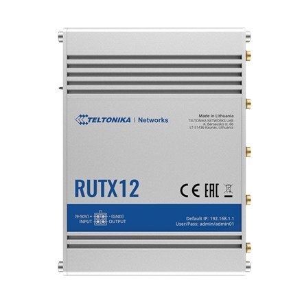 Router Dual LTE Cat 6 | RUTX12 | 802.11ac | 867 Mbit/s | 10/100/1000 Mbit/s | Porty Ethernet LAN (RJ-45) 4 | Obsługa sieci Nie | Router Dual LTE Cat 6 | RUTX12 | 802.11ac | 867 Mbit/s | 10/100/1000 Mbit/s | Porty Ethernet LAN (RJ-45) 4 | Obsługa sieci Nie |
