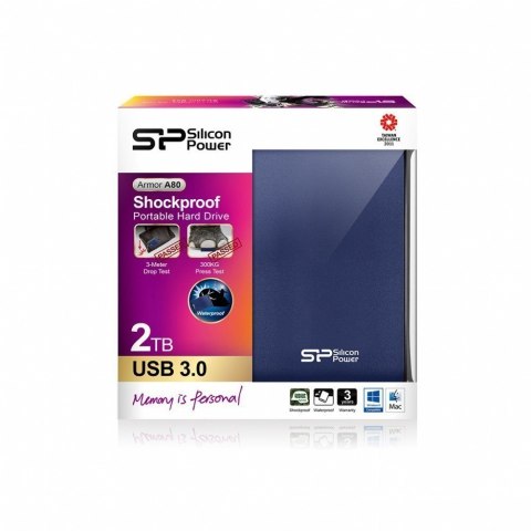 Silicon Power | Armor A80 2TB | 2000 GB | 2,5 " | USB 3.1 | Niebieski Silicon Power | Armor A80 2TB | 2000 GB | 2,5 " | USB 3.1 | Niebieski