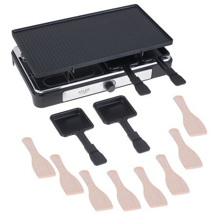 Adler | Raclette - grill elektryczny | AD 6616 | Stół | 1400 W | Czarny/stal nierdzewna Adler | Raclette - grill elektryczny | AD 6616 | Stół | 1400 W | Czarny/stal nierdzewna