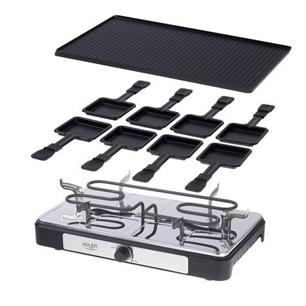 Adler | Raclette - grill elektryczny | AD 6616 | Stół | 1400 W | Czarny/stal nierdzewna Adler | Raclette - grill elektryczny | AD 6616 | Stół | 1400 W | Czarny/stal nierdzewna