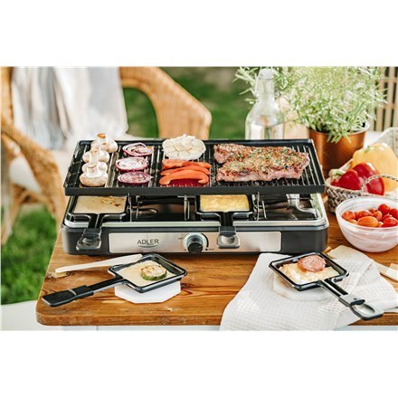 Adler | Raclette - grill elektryczny | AD 6616 | Stół | 1400 W | Czarny/stal nierdzewna Adler | Raclette - grill elektryczny | AD 6616 | Stół | 1400 W | Czarny/stal nierdzewna