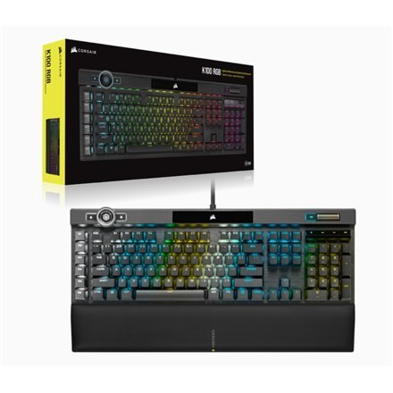 Corsair | K100 RGB Optical | Mechanical Gaming Keyboard | Mechanical Gaming Keyboard | US | Wired | Black/Red Corsair | K100 RGB Optical | Mechanical Gaming Keyboard | Mechanical Gaming Keyboard | US | Wired | Black/Red