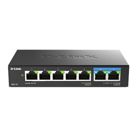 D-Link | 7-Port Multi-Gigabit Unmanaged Switch | DMS-107/E | Unmanaged | Desktop | 1 Gbps (RJ-45) ports quantity | SFP ports qua D-Link | 7-Port Multi-Gigabit Unmanaged Switch | DMS-107/E | Unmanaged | Desktop | 1 Gbps (RJ-45) ports quantity | SFP ports qua