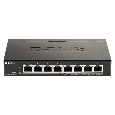 D-Link | 8-portowy przełącznik Gigabit PoE Smart Managed | DGS-1100-08PV2 | Zarządzany przez Internet | Desktop | Ilość portów 1 D-Link | 8-portowy przełącznik Gigabit PoE Smart Managed | DGS-1100-08PV2 | Zarządzany przez Internet | Desktop | Ilość portów 1