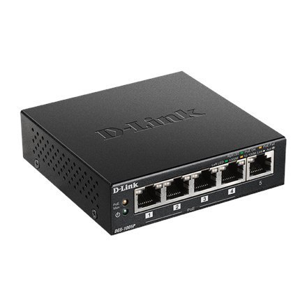 D-Link | Switch | DGS-1005P | Niezarządzany | Desktop | Porty 1 Gbps (RJ-45) w liczbie 5 | Porty PoE w liczbie 4 | Typ zasilania D-Link | Switch | DGS-1005P | Niezarządzany | Desktop | Porty 1 Gbps (RJ-45) w liczbie 5 | Porty PoE w liczbie 4 | Typ zasilania