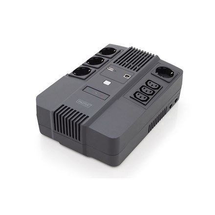 Digitus | UPS All-in-One | UPS All-in-One, 800VA/480W, LED 12V/9Ah x1, 4x CEE 7/7, 3x IEC C13, USB, RJ45 | 800 VA | 480 W | V Digitus | UPS All-in-One | UPS All-in-One, 800VA/480W, LED 12V/9Ah x1, 4x CEE 7/7, 3x IEC C13, USB, RJ45 | 800 VA | 480 W | V