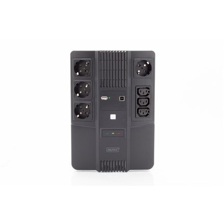 Digitus | UPS All-in-One | UPS All-in-One, 800VA/480W, LED 12V/9Ah x1, 4x CEE 7/7, 3x IEC C13, USB, RJ45 | 800 VA | 480 W | V Digitus | UPS All-in-One | UPS All-in-One, 800VA/480W, LED 12V/9Ah x1, 4x CEE 7/7, 3x IEC C13, USB, RJ45 | 800 VA | 480 W | V