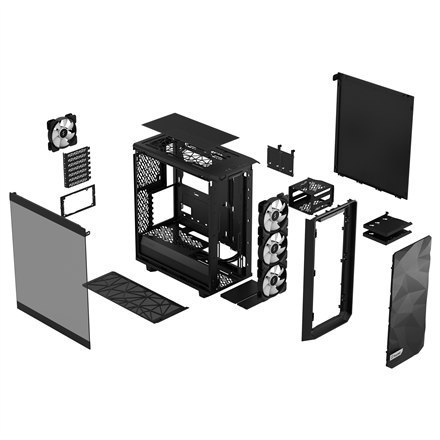 Fractal Design | Meshify 2 Compact Lite RGB | Okno boczne | Black TG Light | Mid-Tower | Zasilacz w zestawie Nie | ATX Fractal Design | Meshify 2 Compact Lite RGB | Okno boczne | Black TG Light | Mid-Tower | Zasilacz w zestawie Nie | ATX
