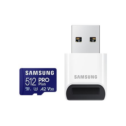 Karta Samsung PRO Plus microSD z adapterem USB | 512 GB | MicroSDXC | Pamięć flash klasy U3, V30, A2 Karta Samsung PRO Plus microSD z adapterem USB | 512 GB | MicroSDXC | Pamięć flash klasy U3, V30, A2
