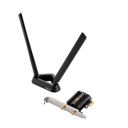Karta sieciowa Asus Tri Band PCI-E WiFi 6E PCE-AXE59BT, Standard 802.11ax, Prędkość Transferu do 574/2402/2042 Mbit/s, Porty Eth Karta sieciowa Asus Tri Band PCI-E WiFi 6E PCE-AXE59BT, Standard 802.11ax, Prędkość Transferu do 574/2402/2042 Mbit/s, Porty Eth