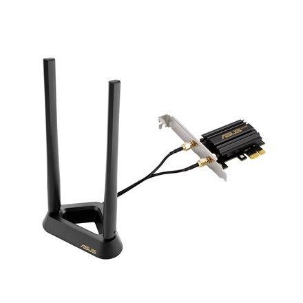 Karta sieciowa Asus Tri Band PCI-E WiFi 6E PCE-AXE59BT, Standard 802.11ax, Prędkość Transferu do 574/2402/2042 Mbit/s, Porty Eth Karta sieciowa Asus Tri Band PCI-E WiFi 6E PCE-AXE59BT, Standard 802.11ax, Prędkość Transferu do 574/2402/2042 Mbit/s, Porty Eth