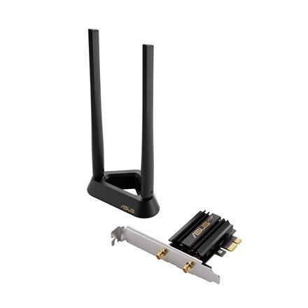 Karta sieciowa Asus Tri Band PCI-E WiFi 6E PCE-AXE59BT, Standard 802.11ax, Prędkość Transferu do 574/2402/2042 Mbit/s, Porty Eth Karta sieciowa Asus Tri Band PCI-E WiFi 6E PCE-AXE59BT, Standard 802.11ax, Prędkość Transferu do 574/2402/2042 Mbit/s, Porty Eth