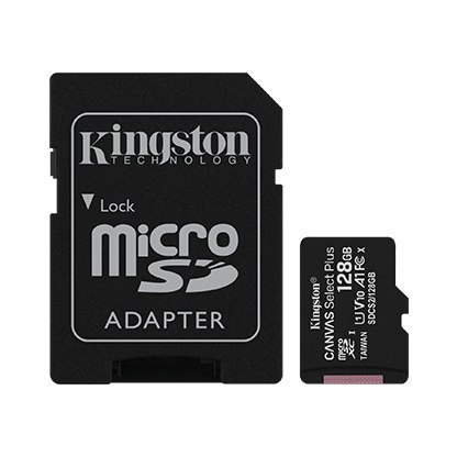 Kingston | Canvas Select Plus | UHS-I | 128 GB | MicroSDXC | Flash memory class 10 | SD Adapter Kingston | Canvas Select Plus | UHS-I | 128 GB | MicroSDXC | Flash memory class 10 | SD Adapter