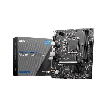 MSI | PRO H610M-E DDR4 | Rodzina procesorów Intel | Gniazdo procesora LGA1700 | DDR4 DIMM | Gniazda pamięci 2 | Obsługiwane inte MSI | PRO H610M-E DDR4 | Rodzina procesorów Intel | Gniazdo procesora LGA1700 | DDR4 DIMM | Gniazda pamięci 2 | Obsługiwane inte