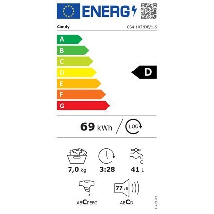 Pralka | CS4 1072DE/1-S | Klasa efektywności energetycznej D | Ładowana od frontu | Pojemność prania 7 kg | 1000 obr/min | Głębo Pralka | CS4 1072DE/1-S | Klasa efektywności energetycznej D | Ładowana od frontu | Pojemność prania 7 kg | 1000 obr/min | Głębo