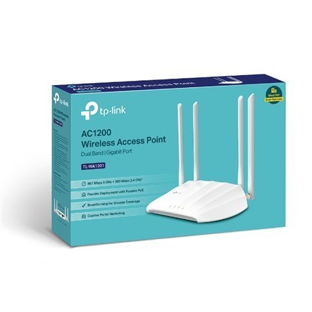 TP-LINK | TL-WA1201 | Punkt dostępowy | 802.11ac | 2.4GHz/5 GHz | 300+867 Mbit/s | 10/100/1000 Mbit/s | Porty Ethernet LAN (RJ-4 TP-LINK | TL-WA1201 | Punkt dostępowy | 802.11ac | 2.4GHz/5 GHz | 300+867 Mbit/s | 10/100/1000 Mbit/s | Porty Ethernet LAN (RJ-4