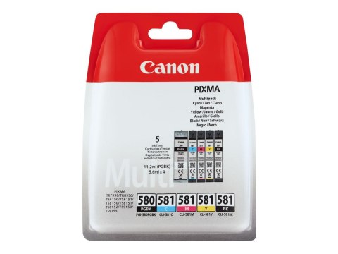 Zestaw pojemników z tuszem 4 kolory do drukarek Canon CLI-581 | Czarny, Niebieski, Magenta, Żółty Zestaw pojemników z tuszem 4 kolory do drukarek Canon CLI-581 | Czarny, Niebieski, Magenta, Żółty
