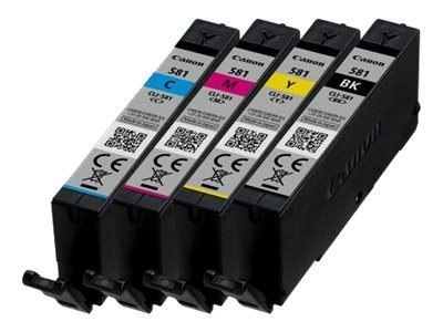 Zestaw pojemników z tuszem 4 kolory do drukarek Canon CLI-581 | Czarny, Niebieski, Magenta, Żółty Zestaw pojemników z tuszem 4 kolory do drukarek Canon CLI-581 | Czarny, Niebieski, Magenta, Żółty