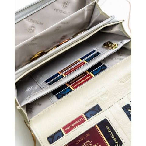 Elegancki skórzany portfel damski beżowy na dowód rejestracyjny - Peterson Elegancki skórzany portfel damski beżowy na dowód rejestracyjny - Peterson
